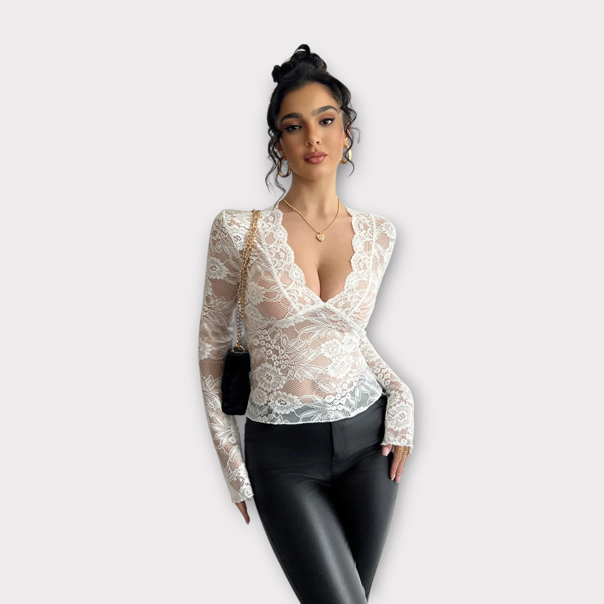 Eva | Blusa de Manga Larga con Escote en Pico