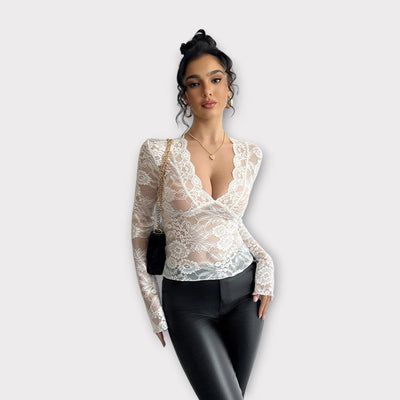 Eva | Blusa de Manga Larga con Escote en Pico